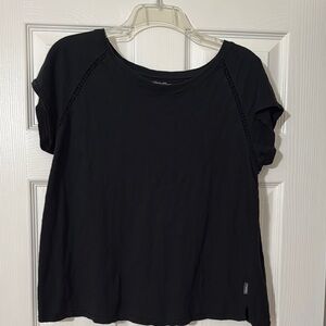 Eddie Bauer Black Relaxed Cuffed Sleeve Tee